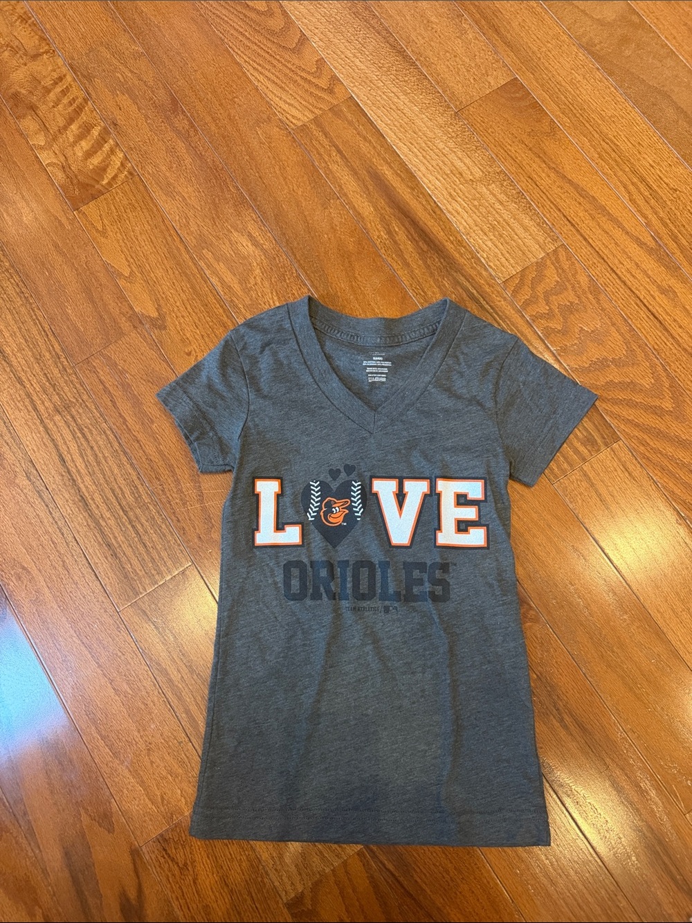 Kids' Charcoal 'LOVE Orioles' V-Neck Tee